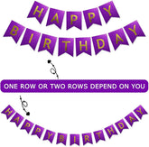 PartyCorp Purple & Gold Happy Birthday Printed Wall Banner Decoration for All Ages, Birthday Party Supplies